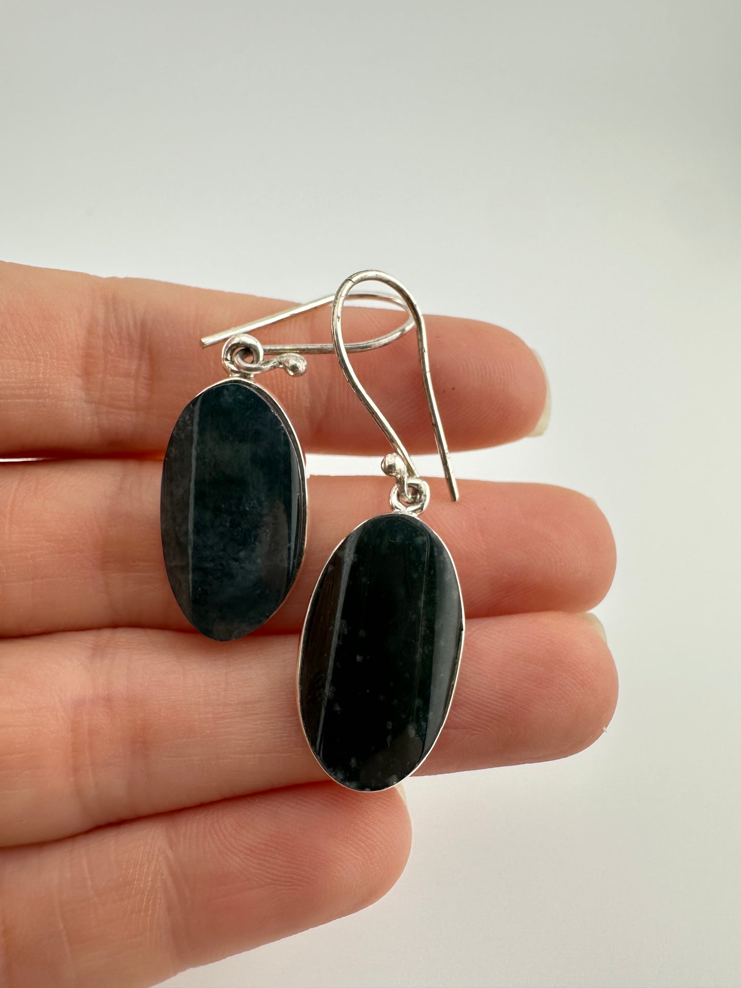Jaguar green translucent Jade oval earrings