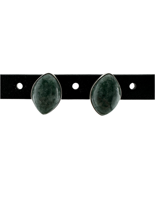 Spotted jaguar Oval pointed Jade studs