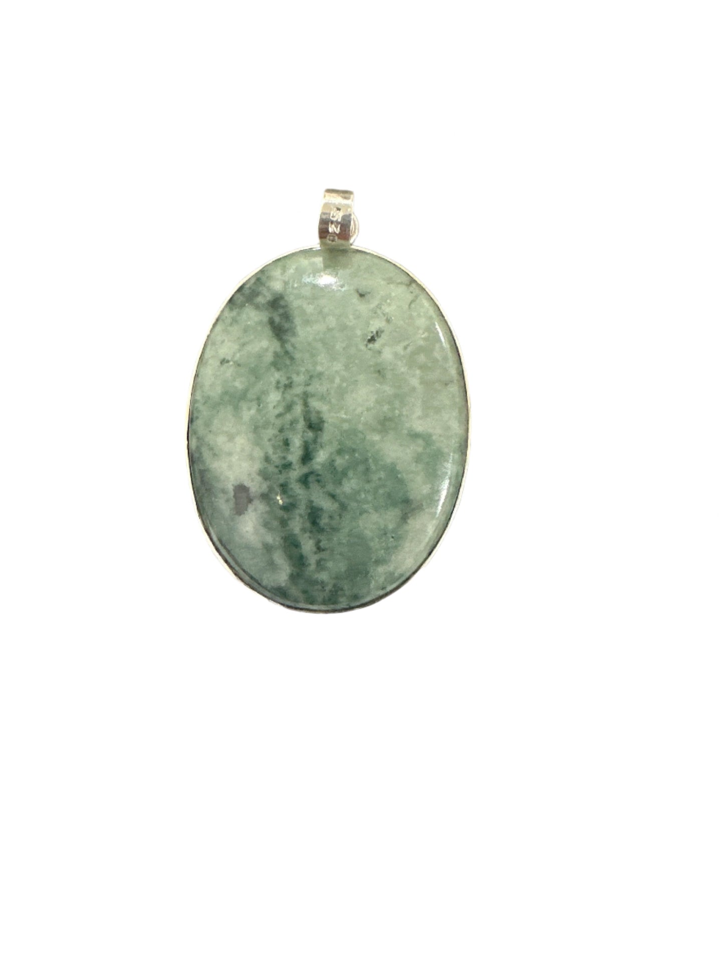 Spotted jaguar green Jade oval pendant