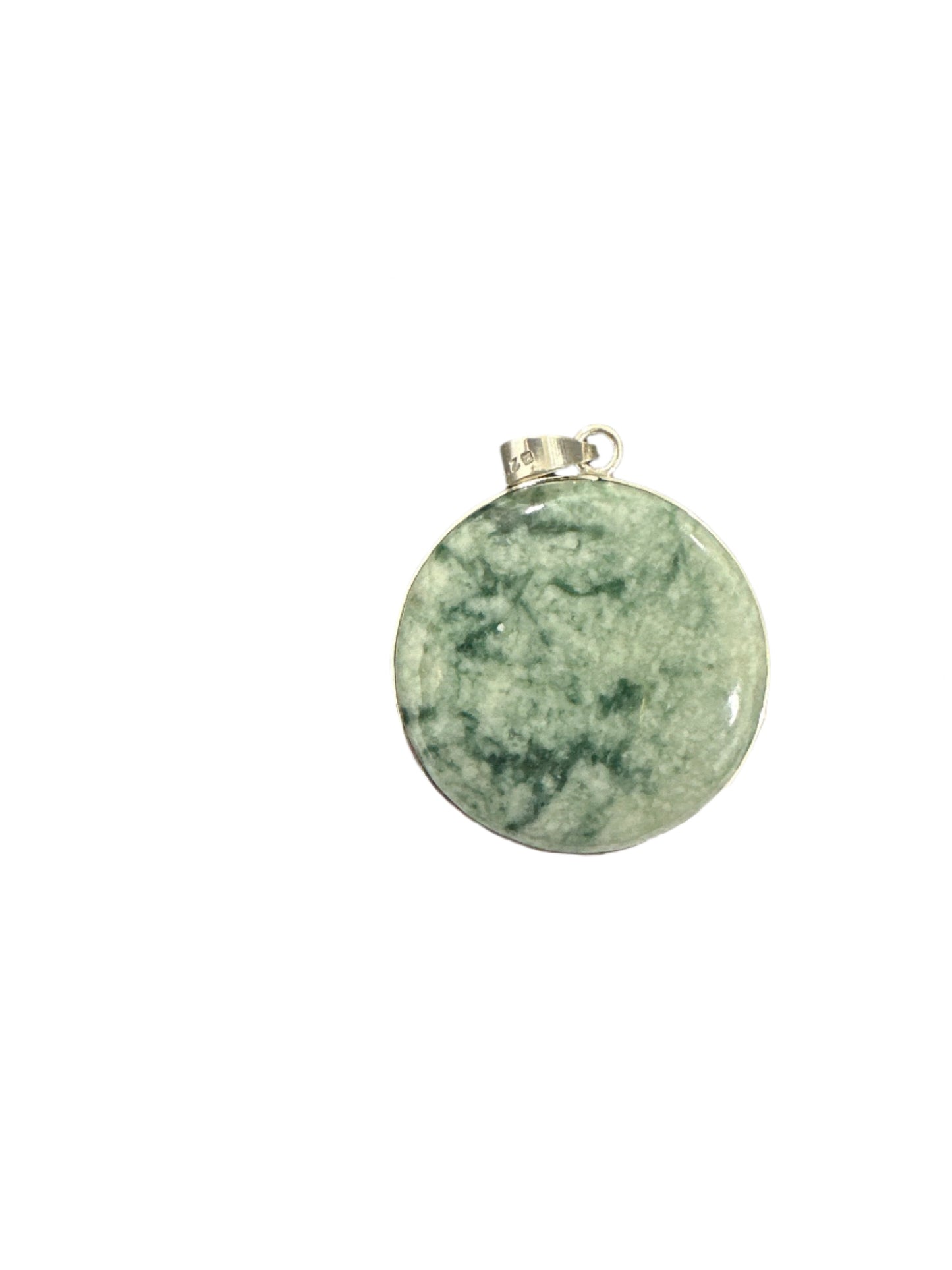 Spotted green jaguar Jade circular pendant
