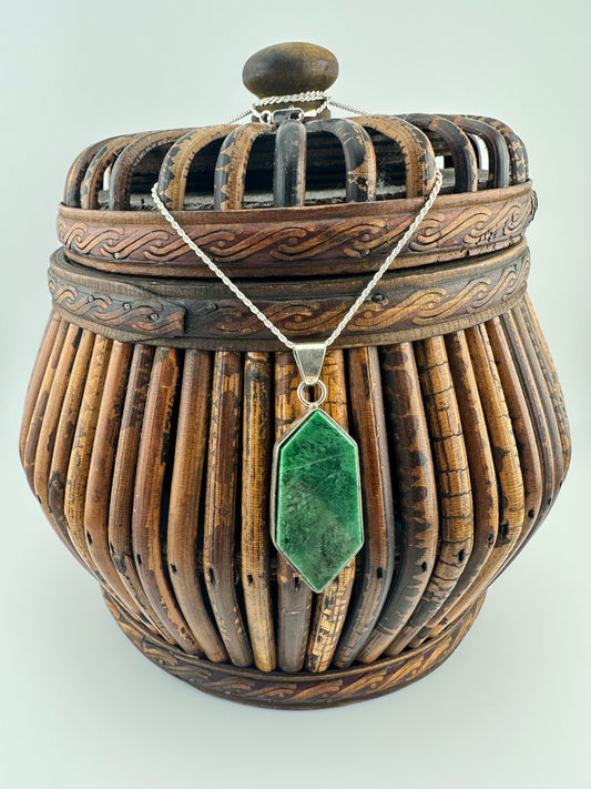 Imperial Jade elongated hexagon pendant
