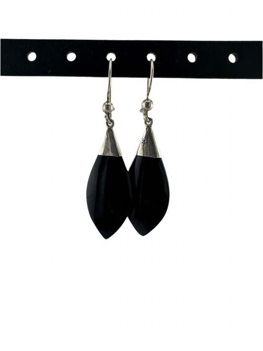 Black Jade tear earrings