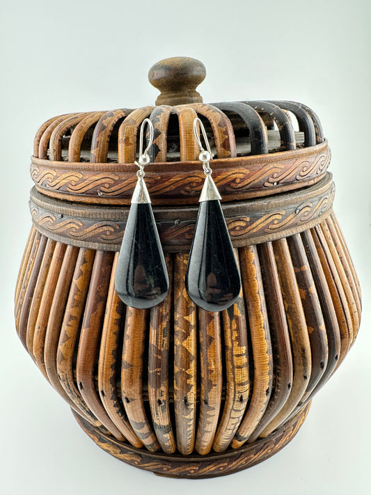 Black Jade Tear earrings