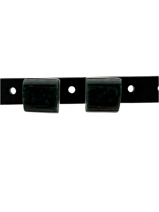 Jaguar green Jade square rounded studs