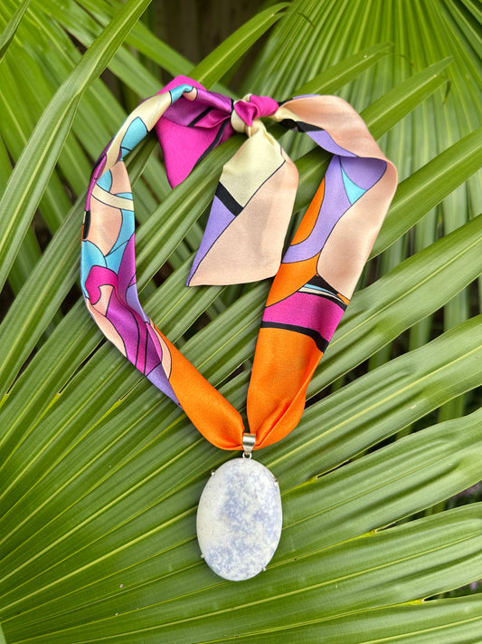 Oval faceted Lavender Jade pendant