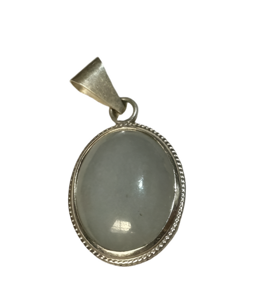 Moon green Jade oval pendant