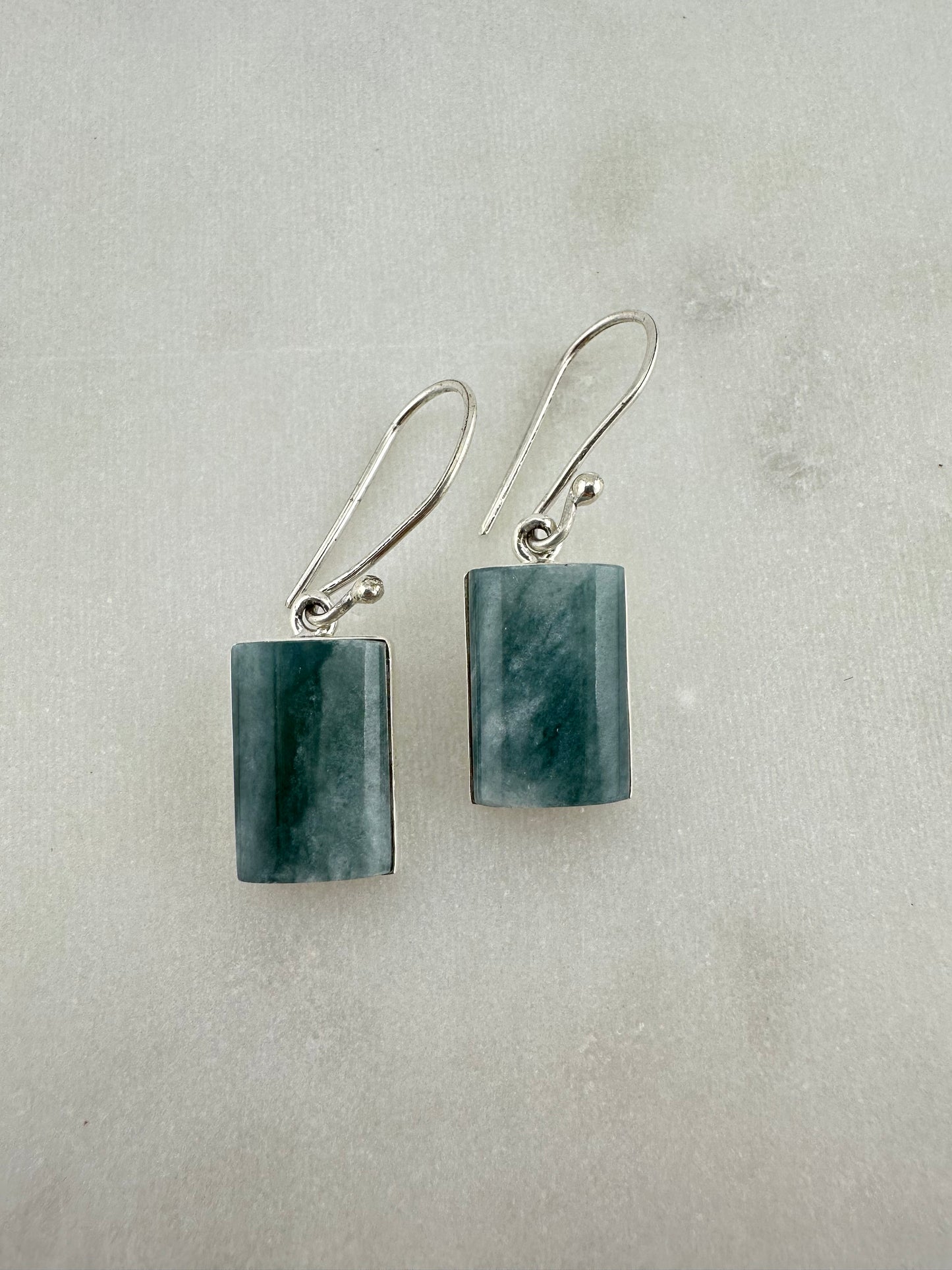 Grayed Jade oval squared earrings