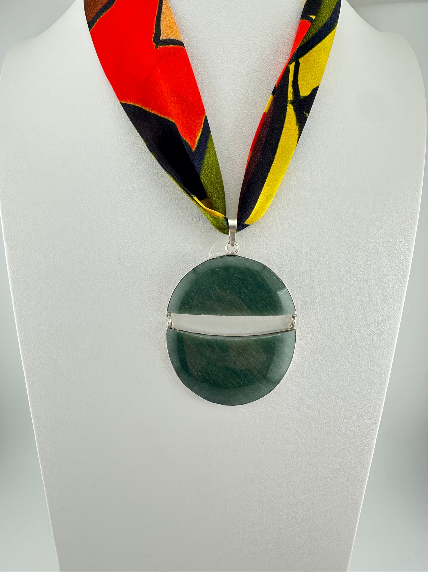 Double moon green Jade pendant