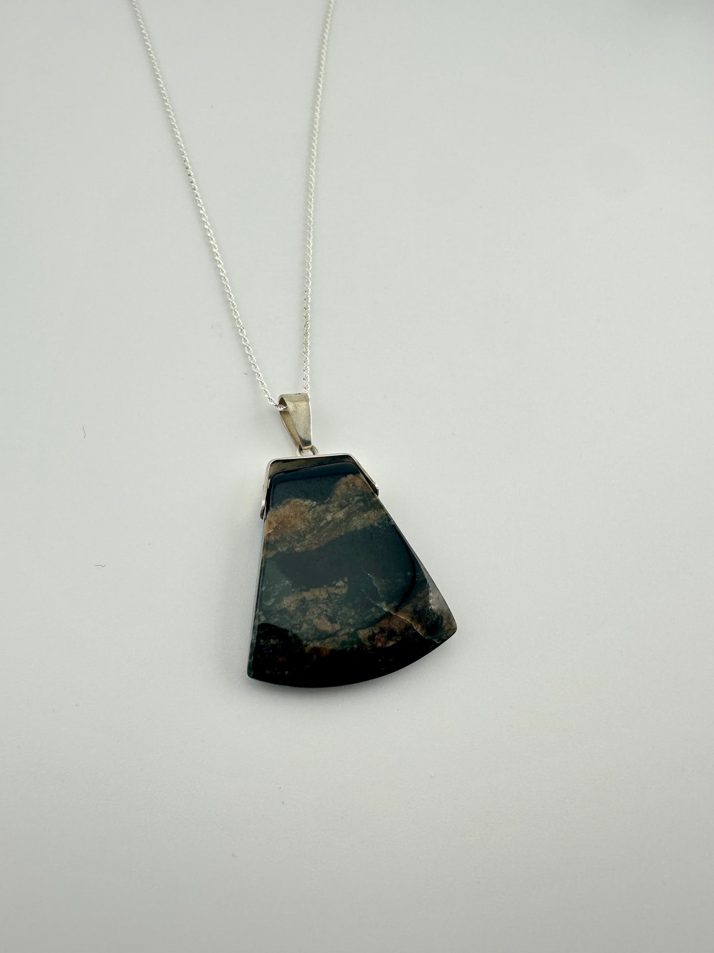 Spotted black trapezoid Jade pendant