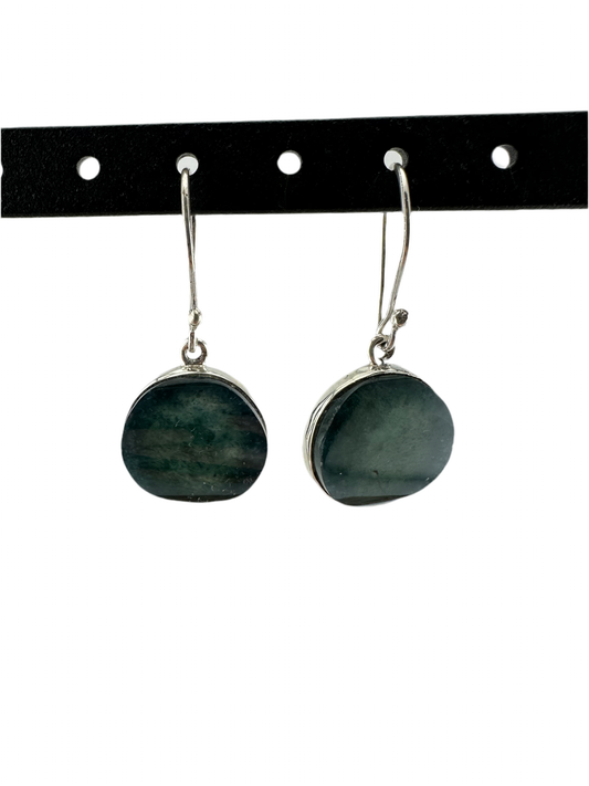 Jaguar green translucent circle Jade earrings