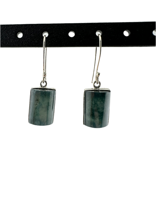 Blue mist translucent Jade oval squared earrings