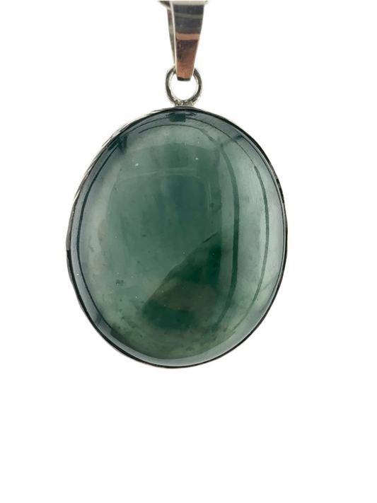 Translucent green Jade circle pendant