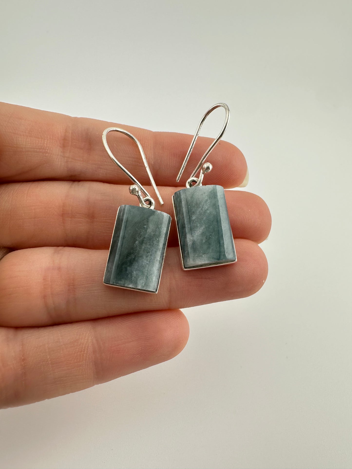 Grayed Jade oval squared earrings