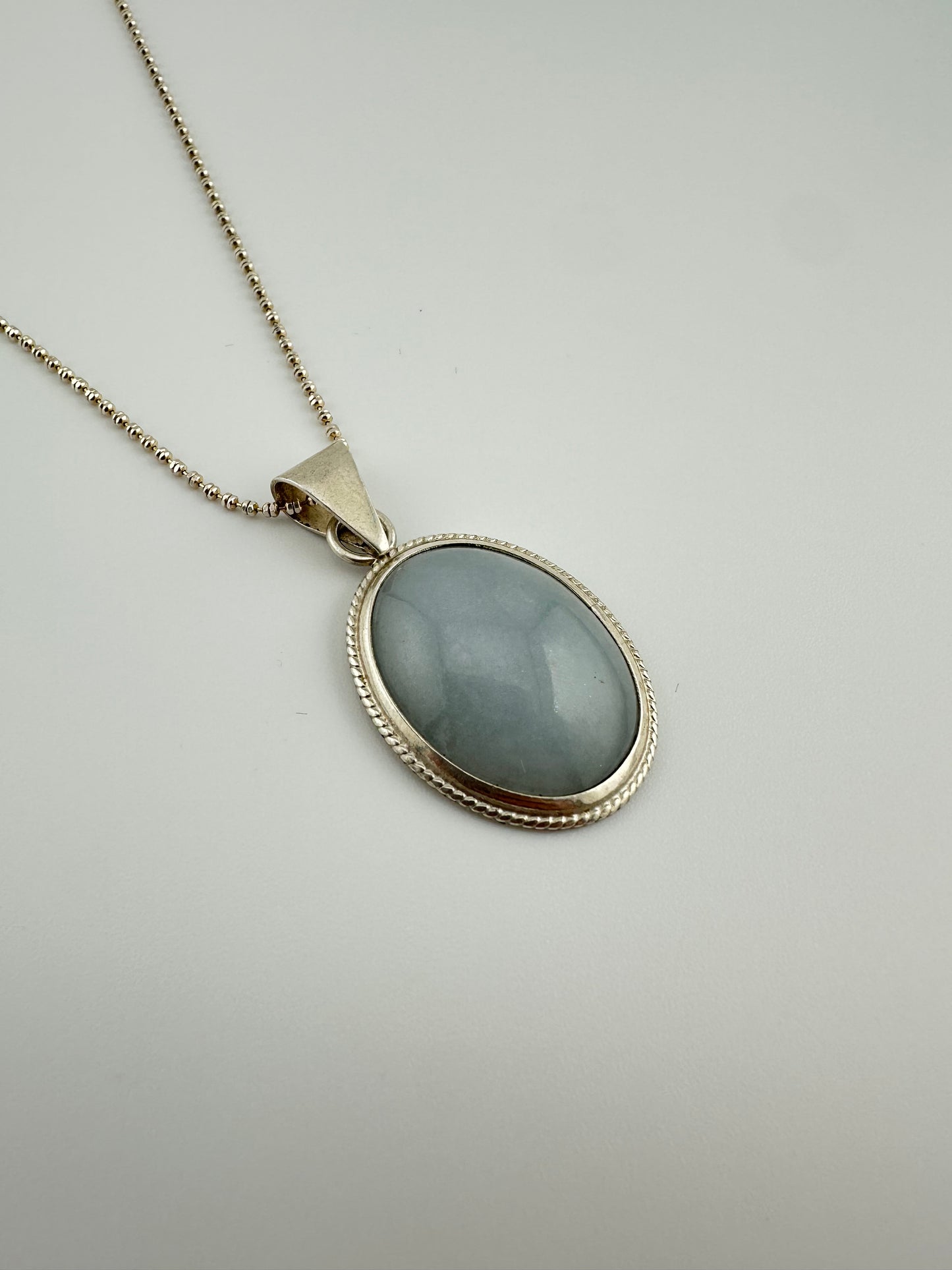 Moon green Jade oval pendant