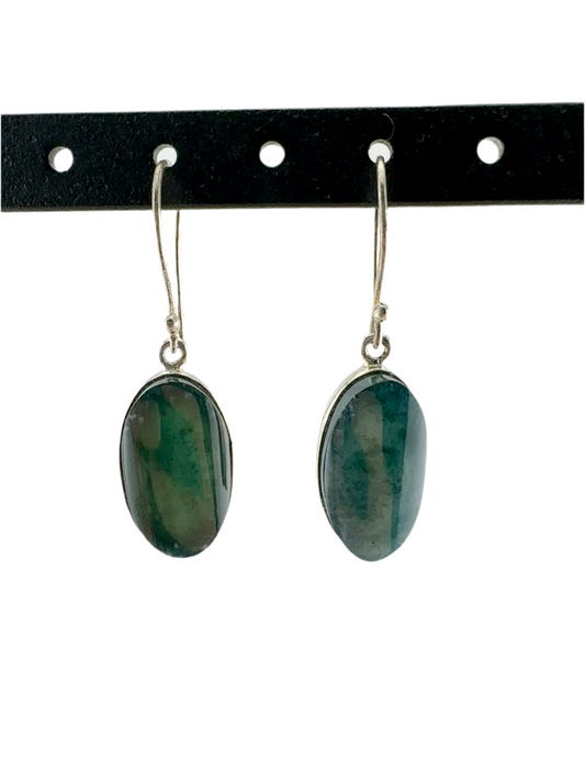 Jaguar green translucent Jade oval earrings