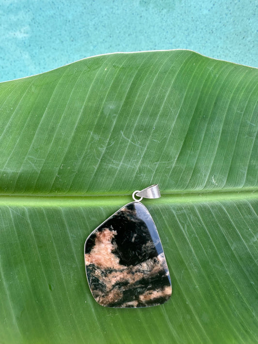 Black jaguar Jade trapezoid pendant