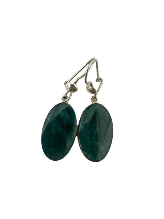 Blue mist translucent Jade oval earrings