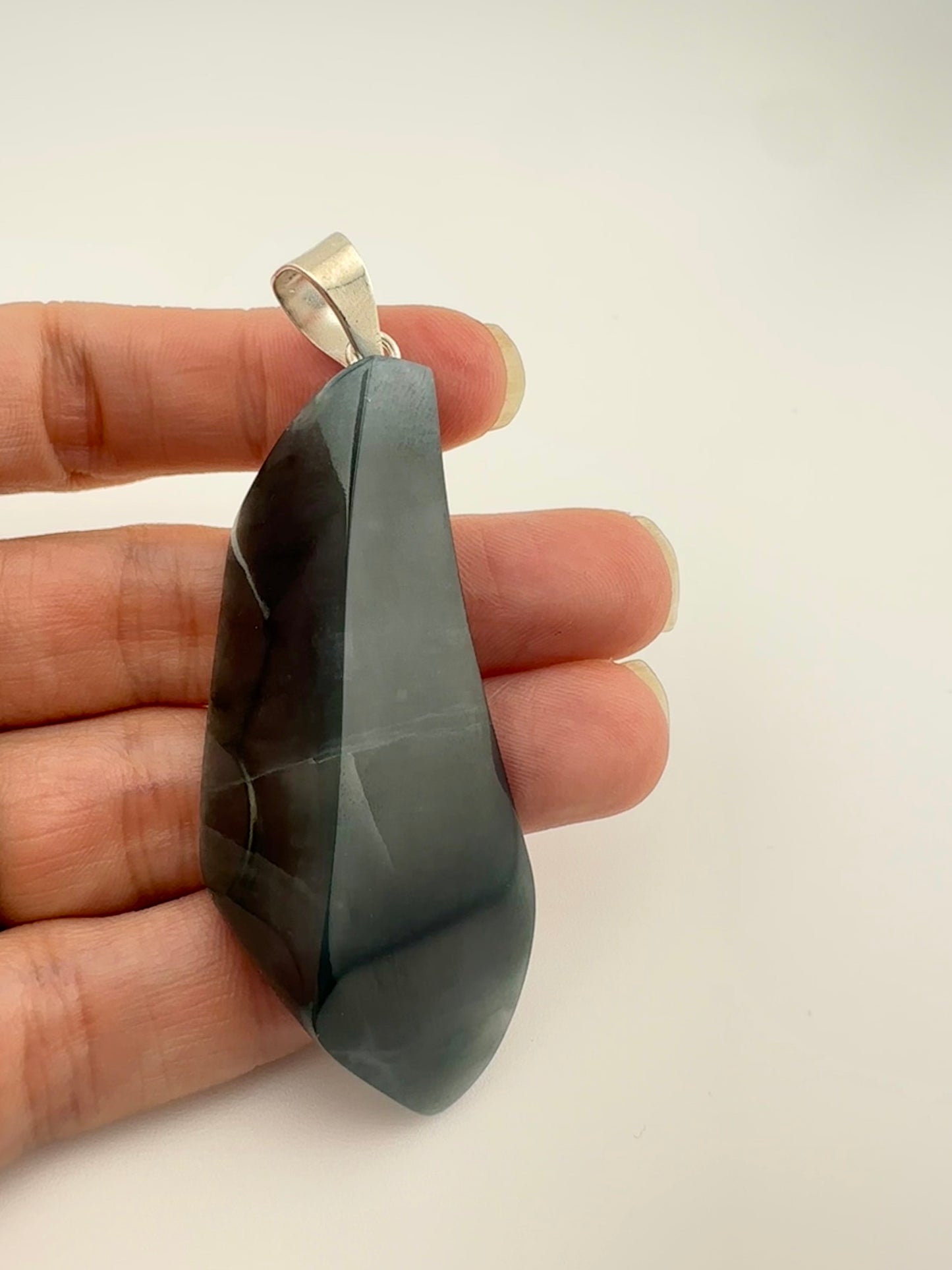 Olmeca Blue Jade long pendant