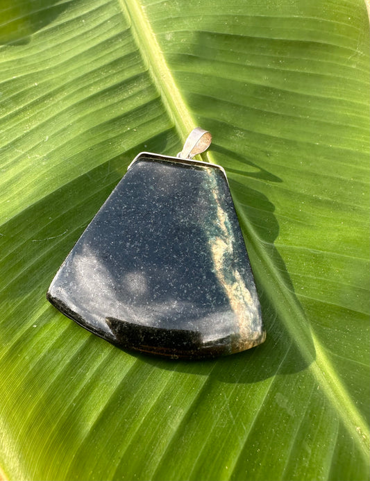 Black Jade large trapezoid pendant