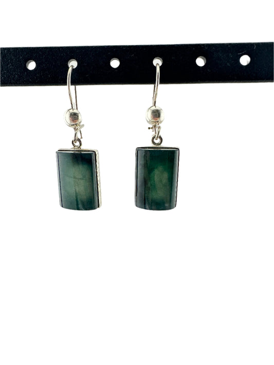 Jaguar green Jade rectangle earrings
