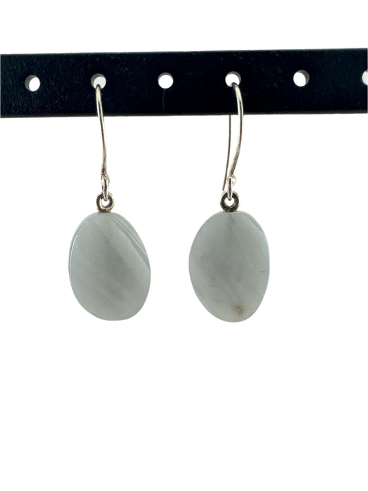 Moon green Jade oval earrings