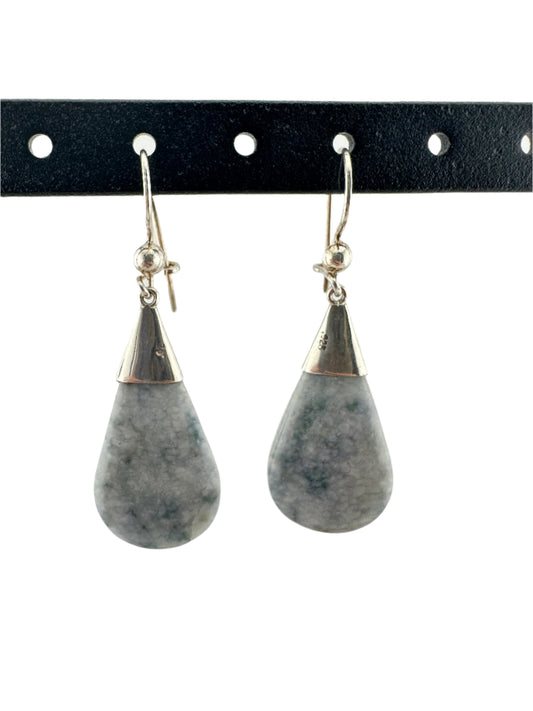 Greyed lavender Jade tear earrings