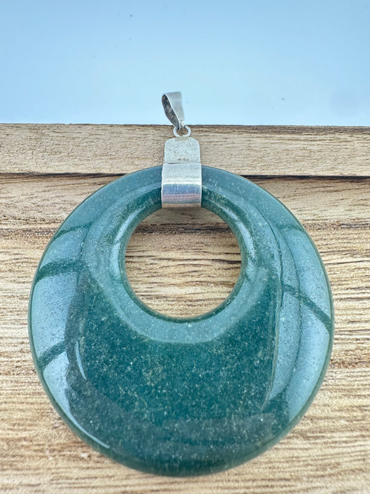 Jaguar green Jade large donut pendant