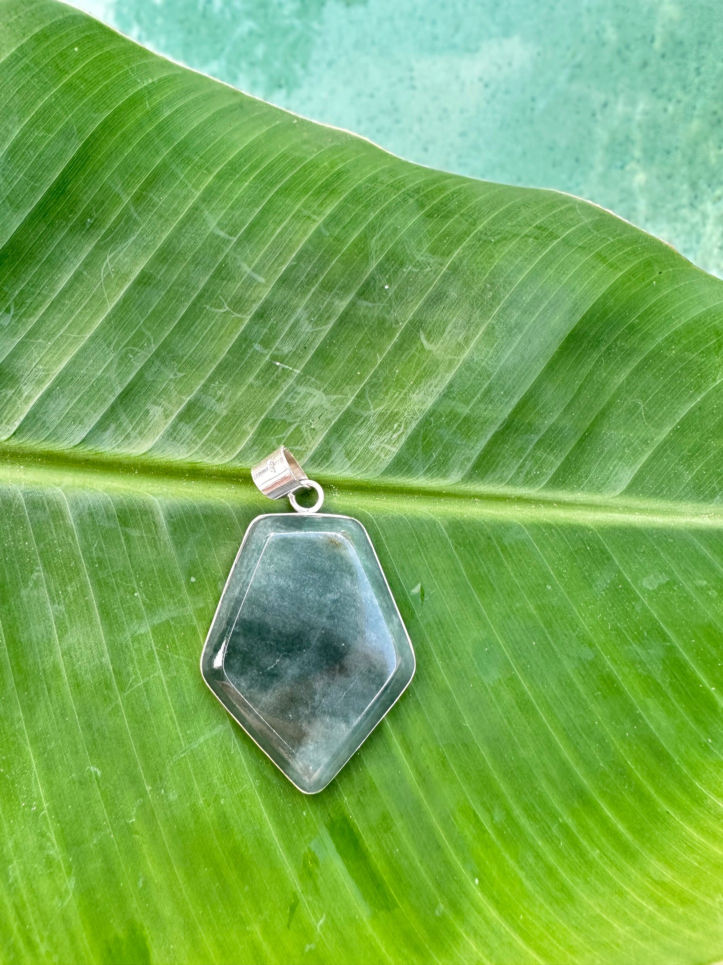 Deep green Jade pentagon pendant