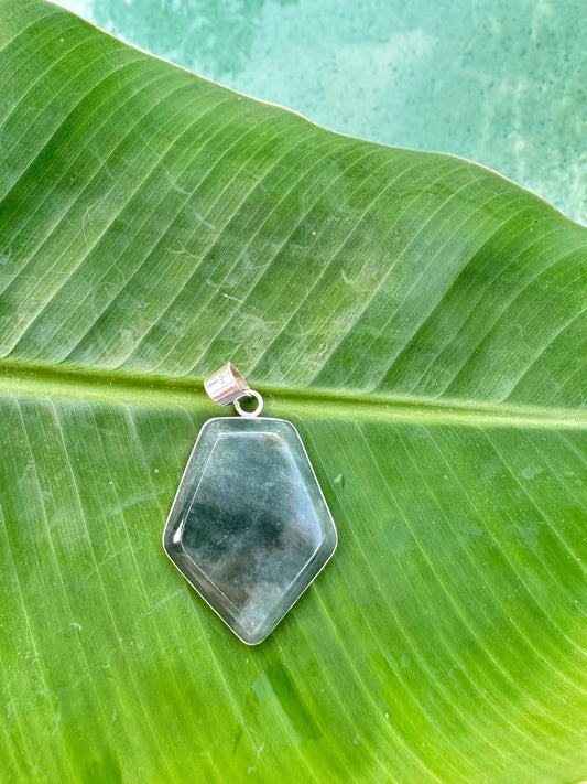 Deep green Jade pentagon pendant