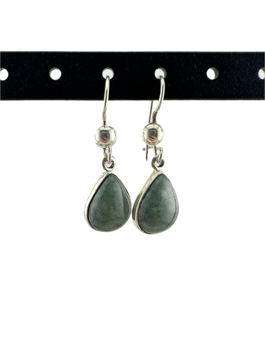 Grayed green Jade tear earrings